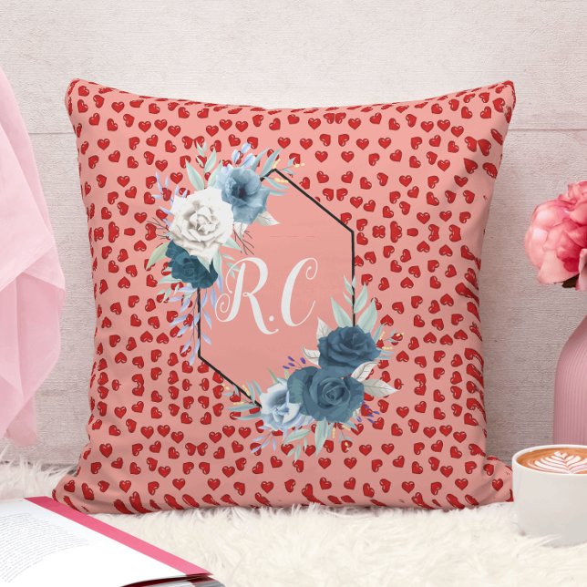 unique Red hearts on pink and pattern Custom Cushion (Creator Uploaded)