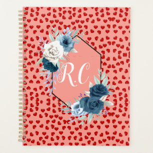 unique Red hearts on pink and pattern Custom Planner