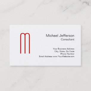 Unique Red Monogram Black White Business Card