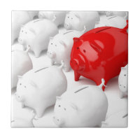 Unique red piggy bank
