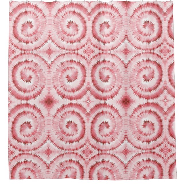 Unique Red Swirl Pattern Shower Curtain (Front)