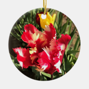 Unique Red & White Tulip Ceramic Tree Decoration