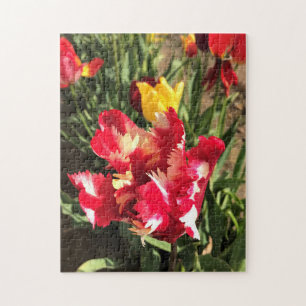 Unique Red & White Tulip Jigsaw Puzzle