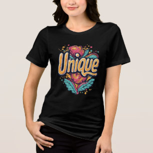 Unique Retro Floral Typography Vibrant Pop Art T-S Tri-Blend Shirt