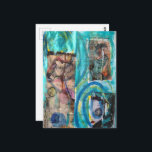 Unique Retro Horse, Donkey, and a Doll Mixed Media Postcard<br><div class="desc">A random collage of vintage textbook papers and a vintage horse,  a vintage donkey,  and a doll on a blue background</div>