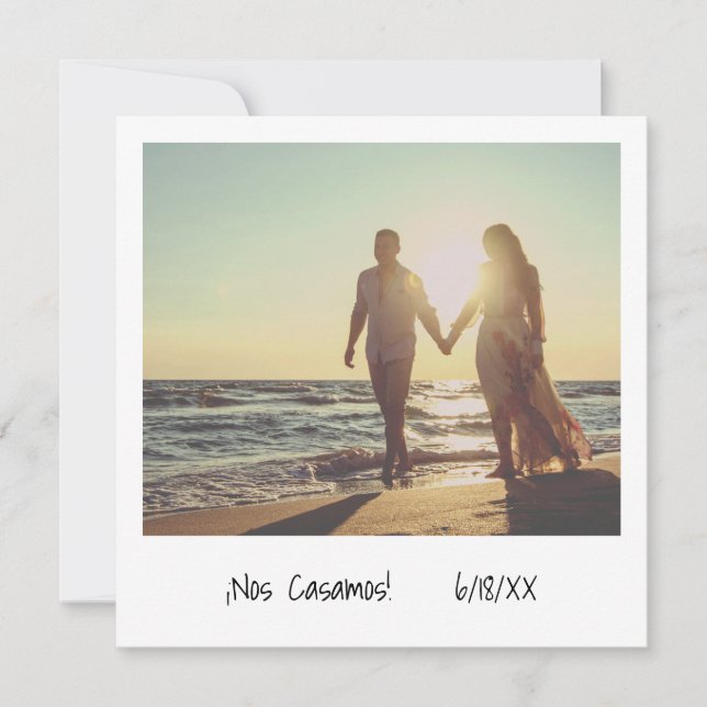 Unique Retro Instant Photo Spanish Wedding Invitation (Front)