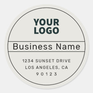 Unique Retro-Modern Address Black & Off White Classic Round Sticker