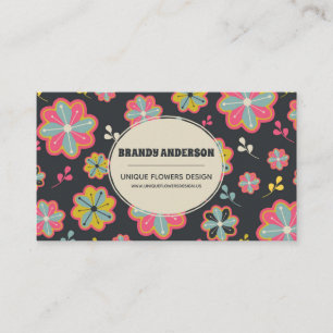 Unique Retro Style Flowers Business Card