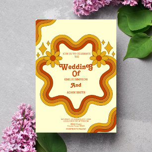 unique retro vintage 70s wedding invitation