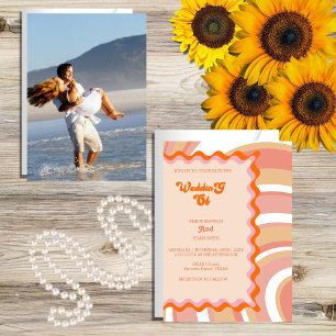 unique retro vintage 70s wedding invitation