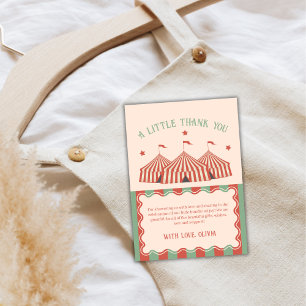 Unique Retro Vintage Carnival Circus Baby Shower Thank You Card