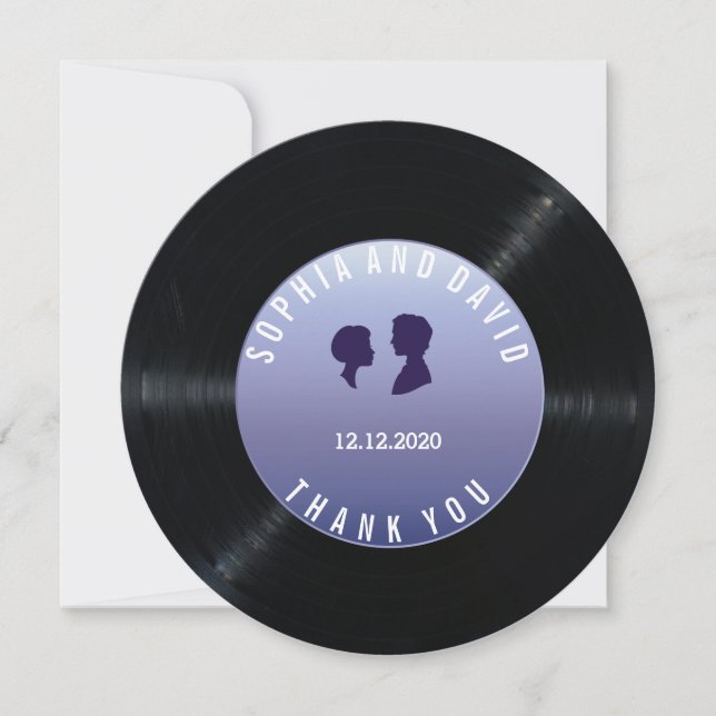 Unique Retro Vinyl Record Wedding Custom THANK YOU (Front)