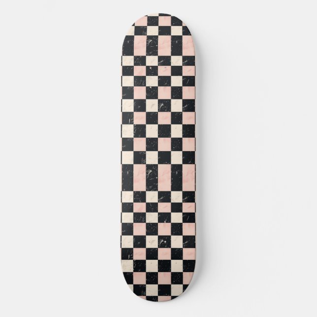 Unique Retro Y2K Chequered Design Skateboard (Front)