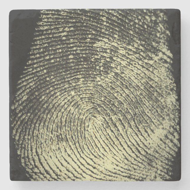 Unique Reversed Loop Fingerprint Motif Stone Coaster (Front)