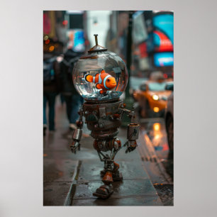 Unique Robot Design - Fish Bowl Head Poster