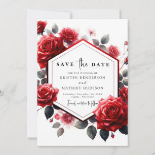 Unique Romance Crimson Red Wedding Save The Date