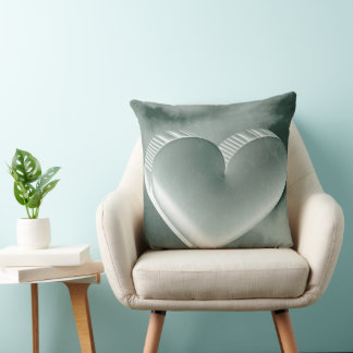 Unique romantic 3D silver heart watercolor Cushion