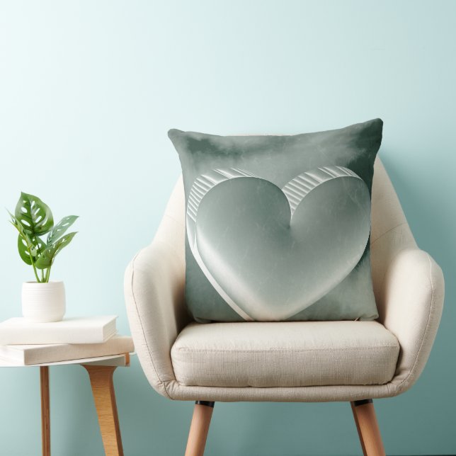 Unique romantic 3D silver heart watercolor Cushion (Chair)