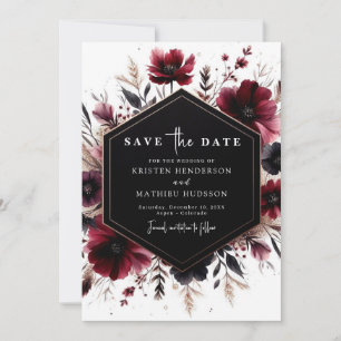Unique Romantic Burgundy Wedding Save The Date