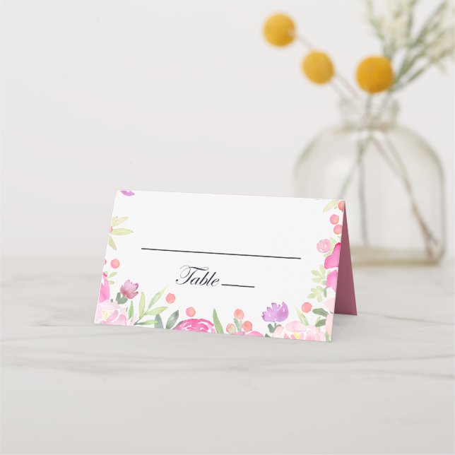 Unique Romantic Floral Wedding Place Card (Front)