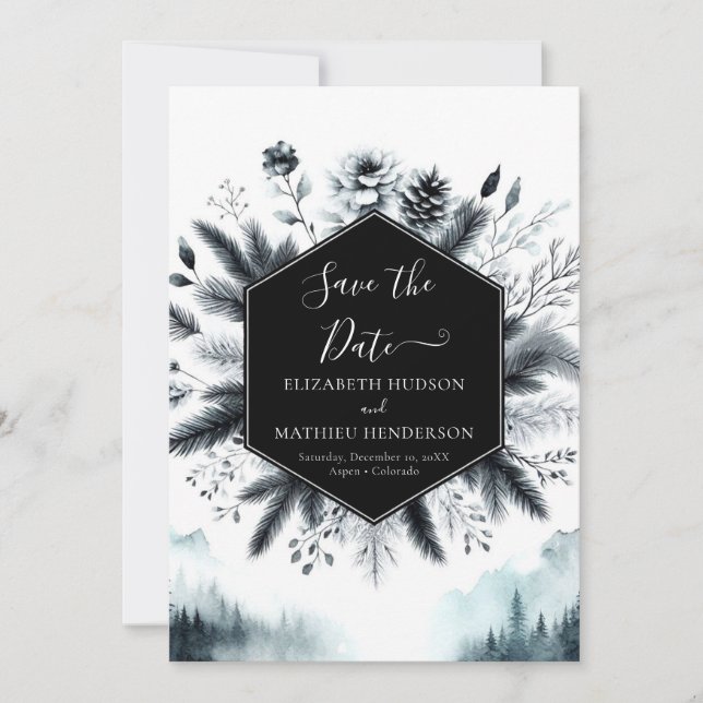 Unique Romantic Mountain Wedding Save The Date (Front)
