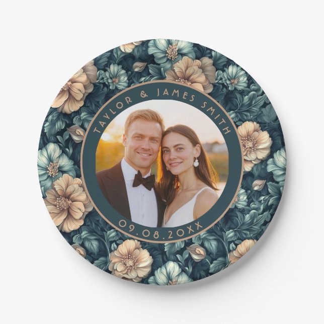 Unique Rose Minimalist Wedding Plates For Bridesma (Front)