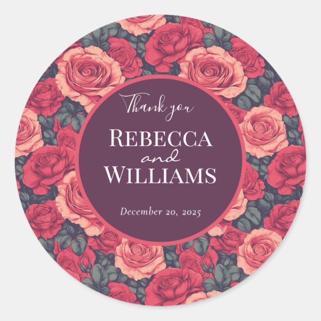 Unique Rose Traditional Wedding Sticker (Front)