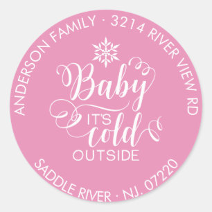 Unique Round Baby It's Cold Outside Return Address Classic Round Sticker