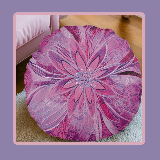 Unique round pillow in floral style (Creator Uploaded)