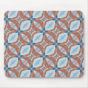 Unique Rust, Teal,Light Blue & Pink Pattern Design Mouse Pad