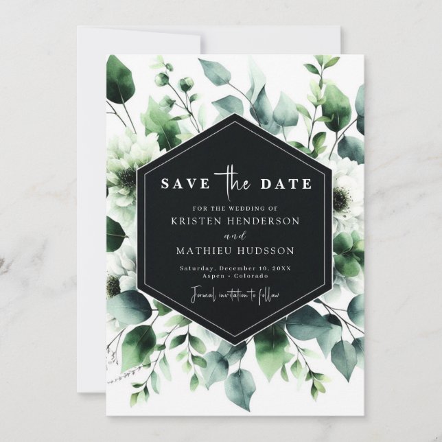 Unique Rustic Eucalyptus Digital Wedding Save The Date (Front)