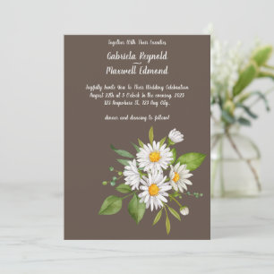 Unique Rustic Floral White Daisy Wedding Invitation
