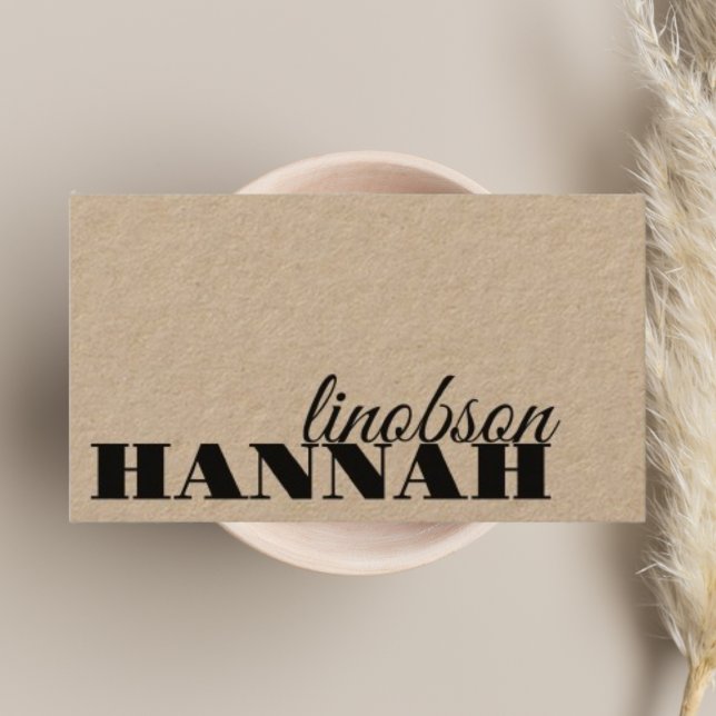 Unique Rustic Kraft Vintage Bold Black Script Font Business Card (Creator Uploaded)