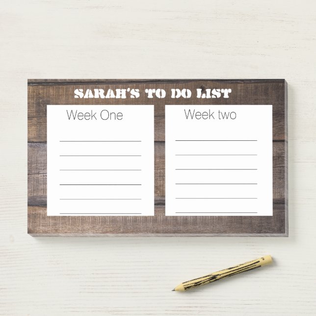 Unique Rustic Organised Things To Do List Custom Post-it Notes (On Desk)
