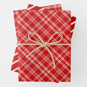 Unique Rustic Red & Cream Squiggly Mixed Patterns Wrapping Paper Sheet