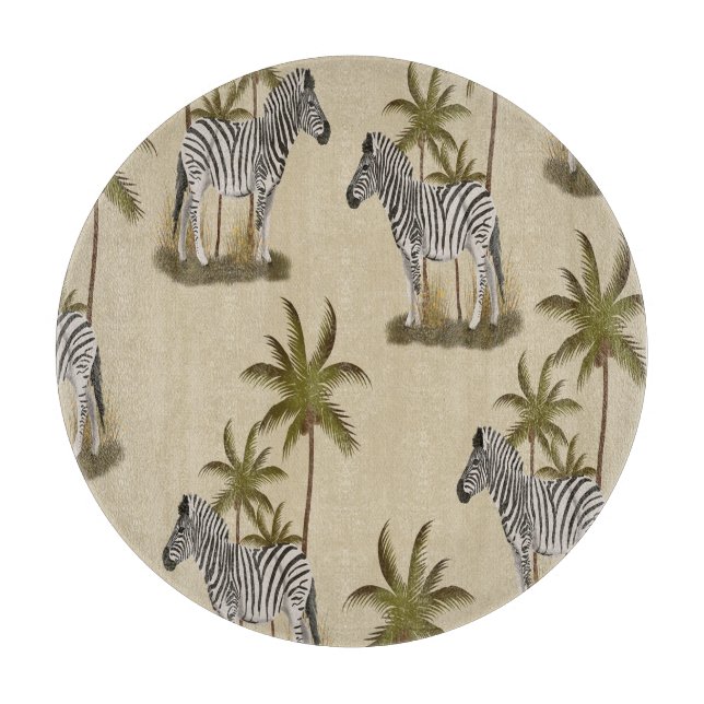 Unique Safari Zebras & Palm Trees Cutting Board (Front)