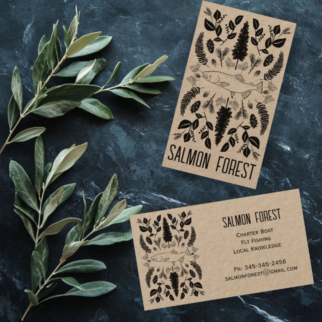 Unique Salmon Fish Fishing Nature Botanical Kraft Business Card (Unique Salmon Fish Fishing Nature Botanical Kraft Business Card
)