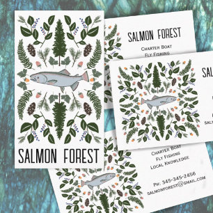 Unique Salmon Fish Fishing Nature PNW Botanical  Business Card