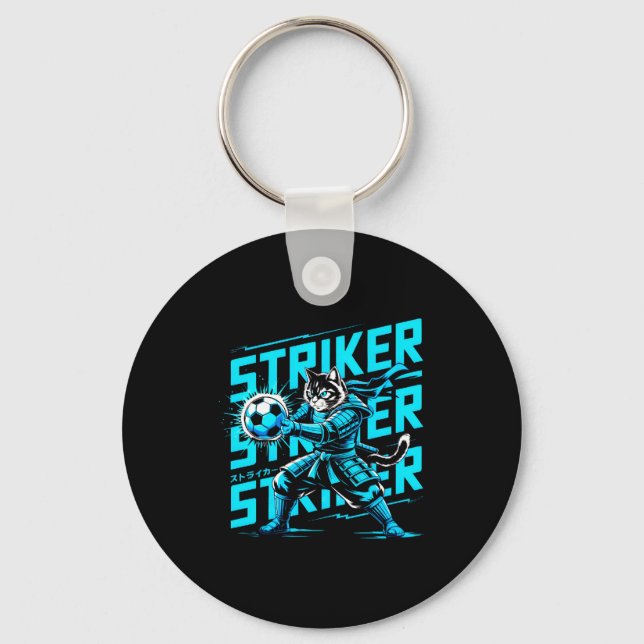 Unique Samurai Cat For Soccer Fans Cat Lovers T Sh Key Ring (Front)