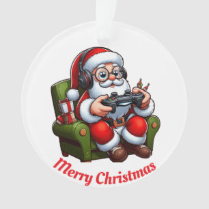 Unique Santa playing video games Ornament
