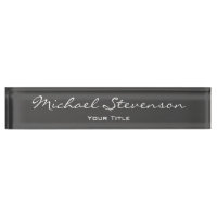 Unique Script Grey Trendy Elegant Desk Nameplate