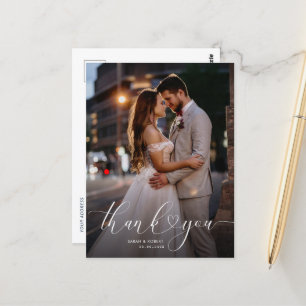 unique script wedding thank you photo card