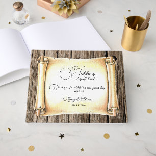 Unique Scroll & Feather Pen Wedding  Guest Book