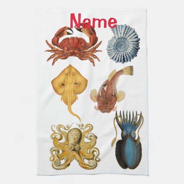 Unique Sea Beings Assortment Thunder_Cove Tea Towel (Vertical)