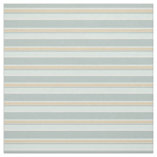 Unique Seafoam Green White Tan Stripe Art Fabric