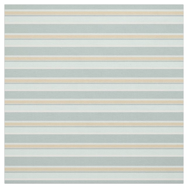 Unique Seafoam Green White Tan Stripe Art Fabric (Swatch)