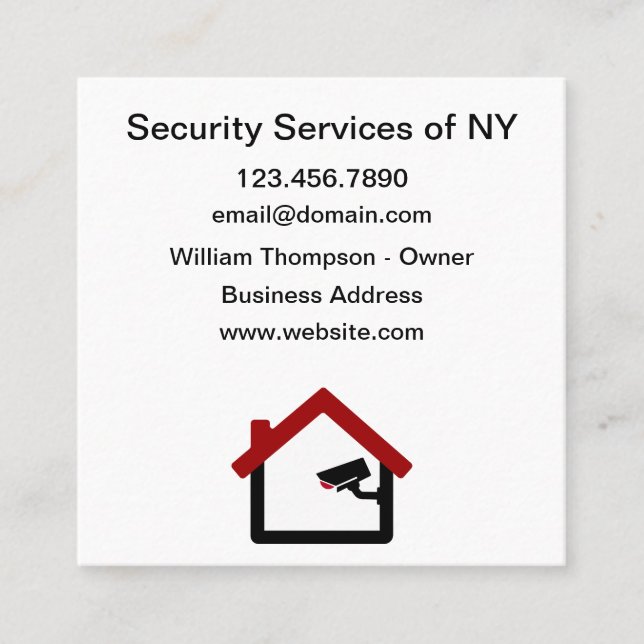 Unique Security Services Square Business Cards (Front)