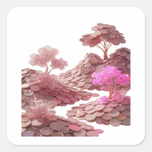 Unique Silver Abstract Decal Art Square Sticker