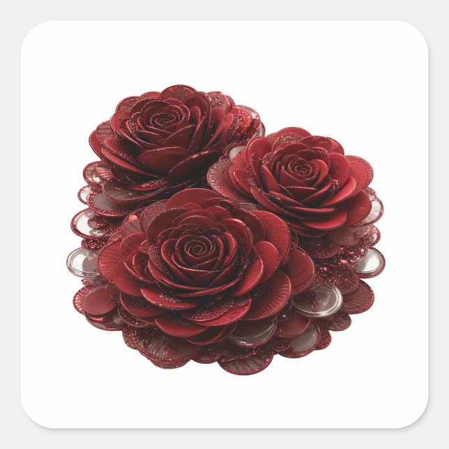 Unique Silver RED ROSES AND COINS Sticker Print (Front)