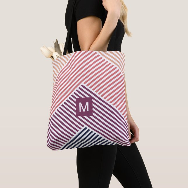 Unique Simple Diagonal Stripes Art Pattern Tote Bag (Close Up)